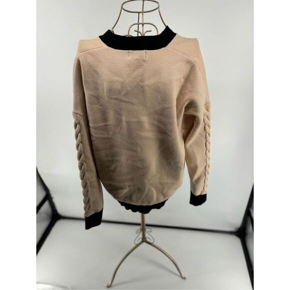 Monrow black tan color block cardigan with sleeve detail size medium old money - Picture 13 of 14